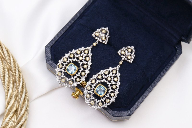 Luxury Custom 925 Silver Blue Luxury Earrings-Jewearrings