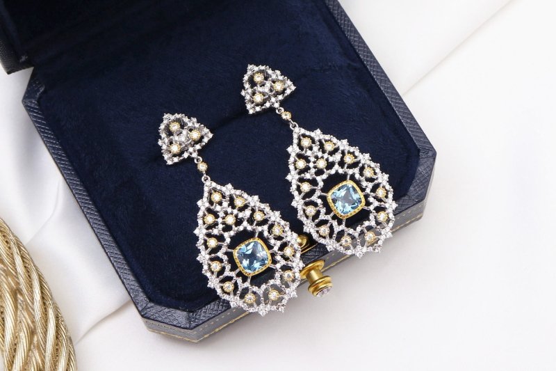 Luxury Custom 925 Silver Blue Luxury Earrings-Jewearrings