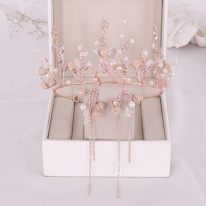 Luxury Pearl And Diamond Crown Earrings Set-Jewearrings