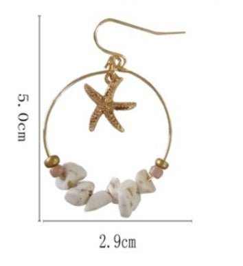 Marine shell wild metal temperament five-pointed star earrings-Jewearrings