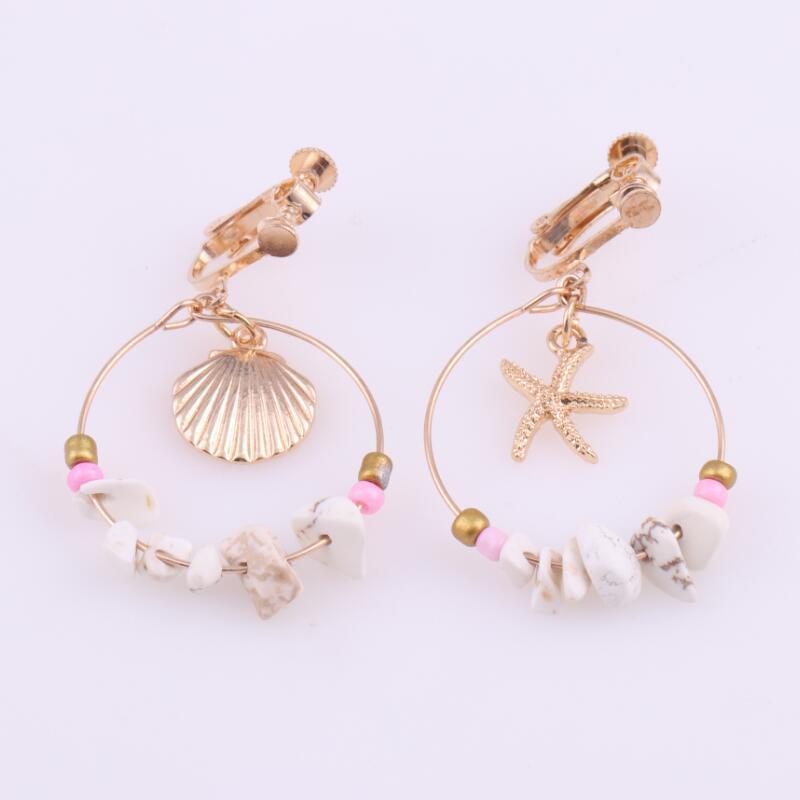 Marine shell wild metal temperament five-pointed star earrings-Jewearrings