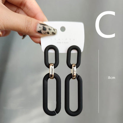 Matte Contrasting Color Acrylic Chain Stud Earrings-Jewearrings