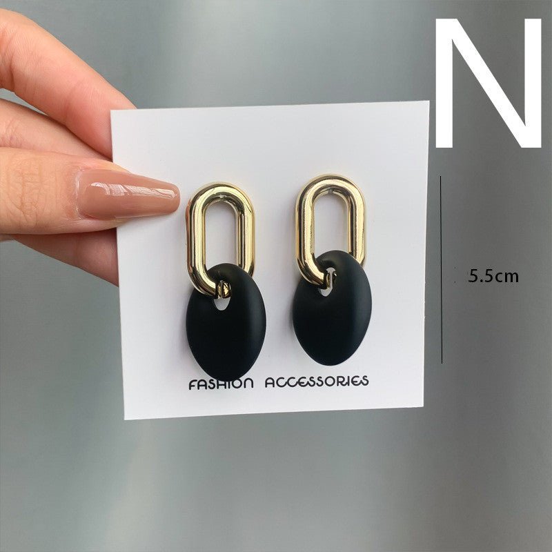 Matte Contrasting Color Acrylic Chain Stud Earrings-Jewearrings