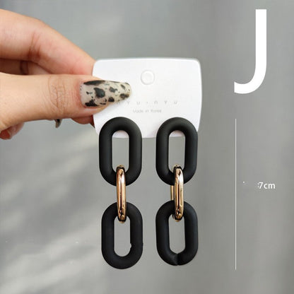 Matte Contrasting Color Acrylic Chain Stud Earrings-Jewearrings