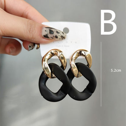 Matte Contrasting Color Acrylic Chain Stud Earrings-Jewearrings