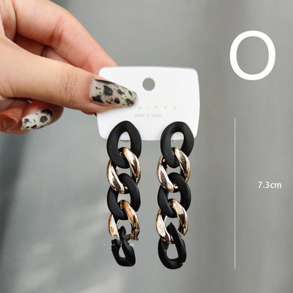 Matte Contrasting Color Acrylic Chain Stud Earrings-Jewearrings