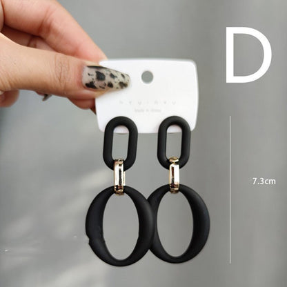 Matte Contrasting Color Acrylic Chain Stud Earrings-Jewearrings