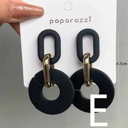 Matte Contrasting Color Acrylic Chain Stud Earrings-Jewearrings