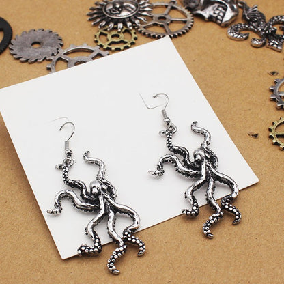 Men's And Women's Fashion Big Octopus Shape Personality Earrings-Jewearrings