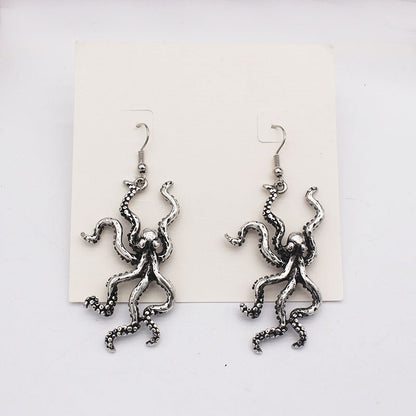 Men's And Women's Fashion Big Octopus Shape Personality Earrings-Jewearrings