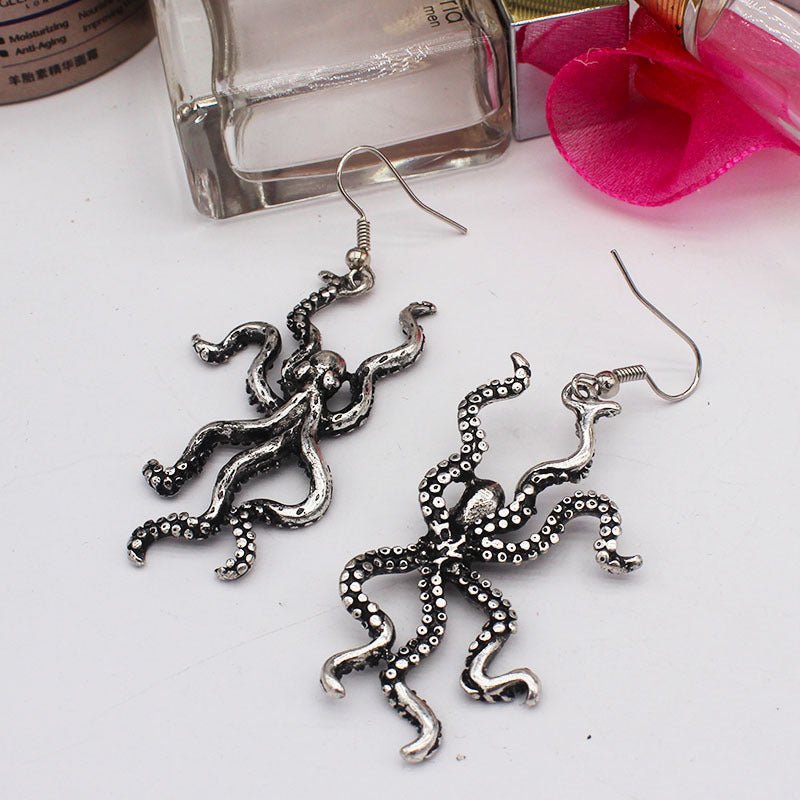 Men's And Women's Fashion Big Octopus Shape Personality Earrings-Jewearrings