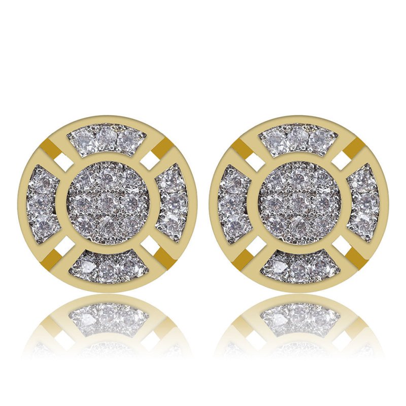 Men's Round Hip Hop Diamond Stud Earrings-Jewearrings