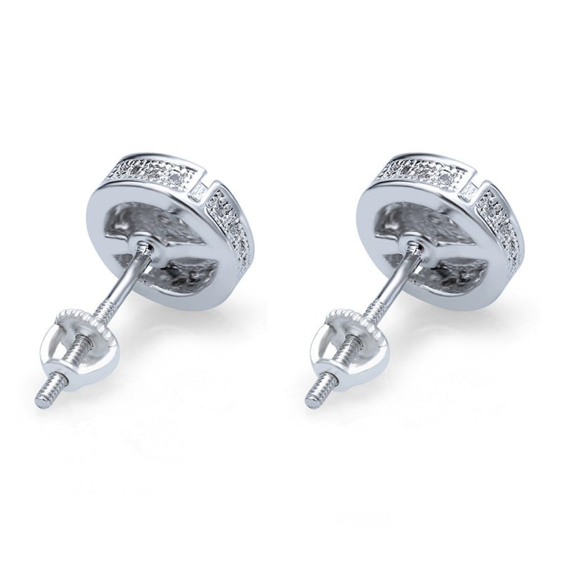 Men's Round Hip Hop Diamond Stud Earrings-Jewearrings