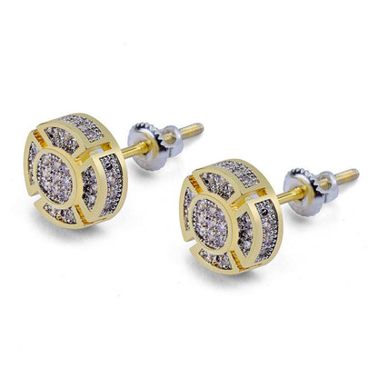 Men's Round Hip Hop Diamond Stud Earrings-Jewearrings