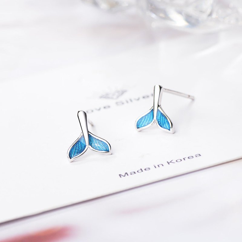 Mermaid Earrings Fashion Blue Mermaid Tail-Jewearrings