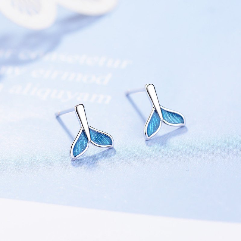 Mermaid Earrings Fashion Blue Mermaid Tail-Jewearrings