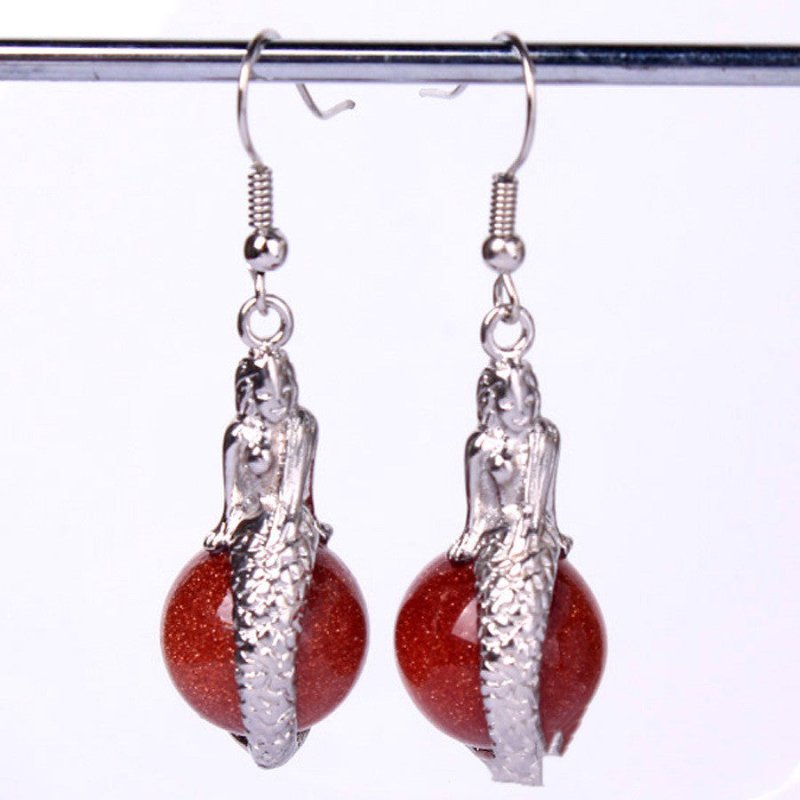 Mermaid Earrings Natural Crystal Earrings-Jewearrings