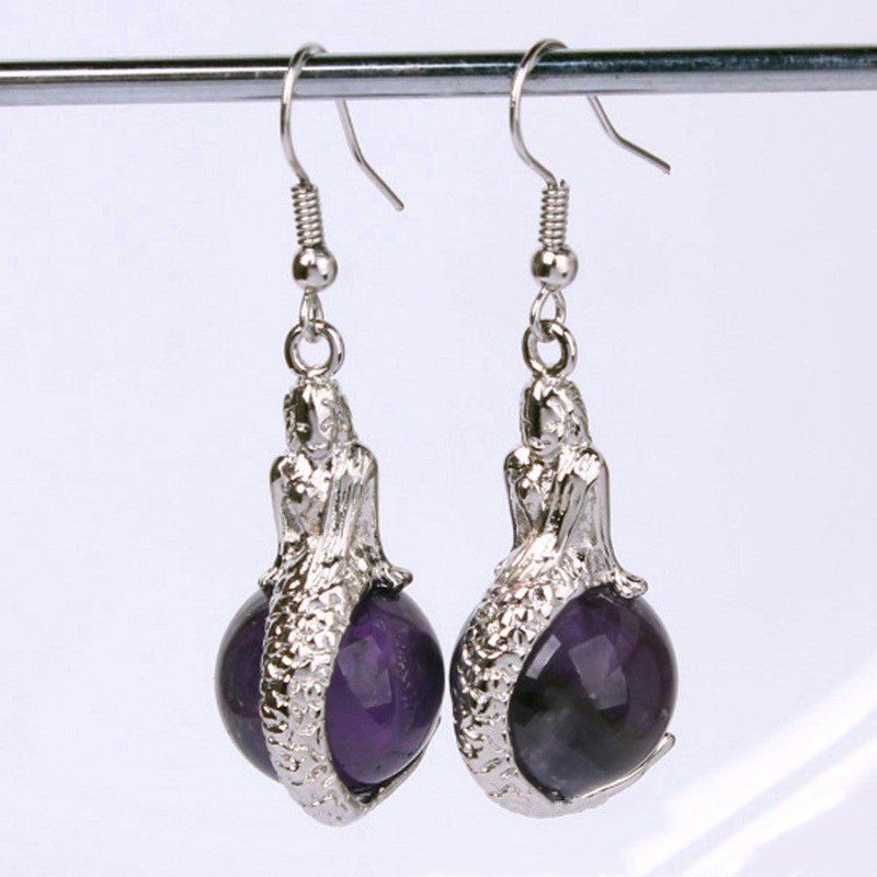 Mermaid Earrings Natural Crystal Earrings-Jewearrings