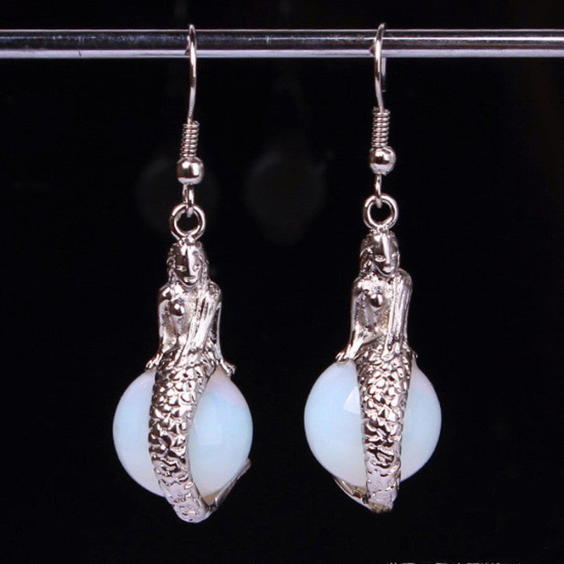 Mermaid Earrings Natural Crystal Earrings-Jewearrings