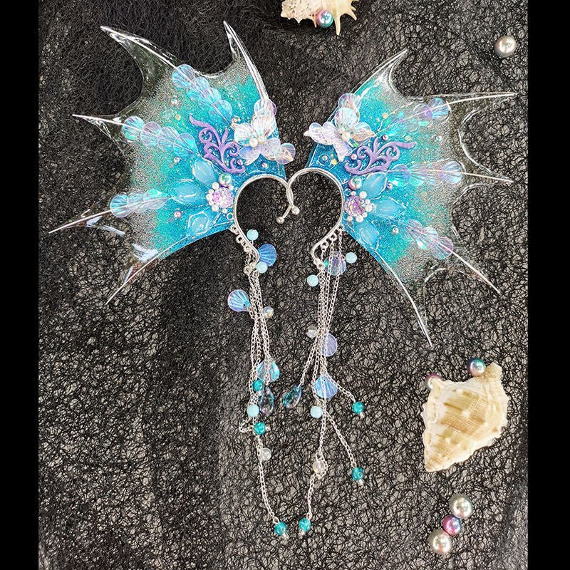 Mermaid Earrings Scale Sequins Ear Hanging Props-Jewearrings