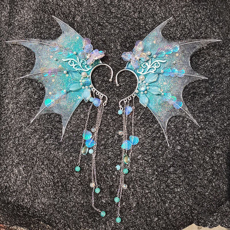 Mermaid Earrings Scale Sequins Ear Hanging Props-Jewearrings