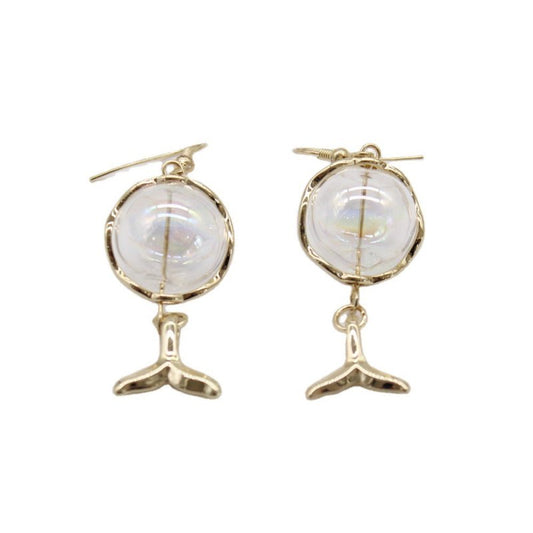 Mermaid Earrings Tail Bubble Glass Ball-Jewearrings