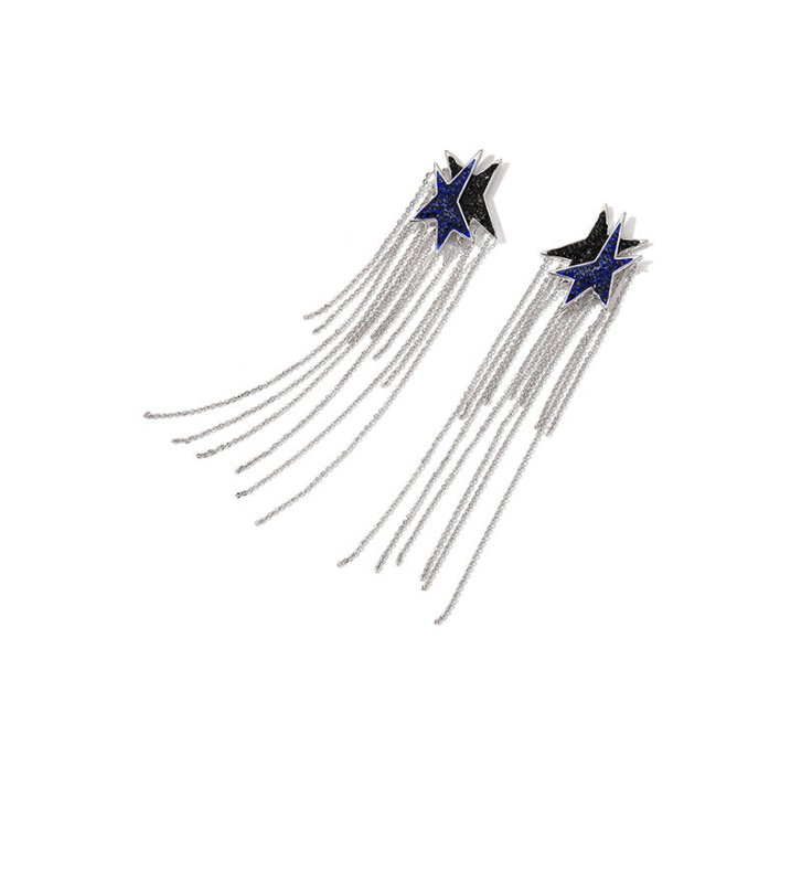 Mermaid Earrings Temperament Long Tassel Stars-Jewearrings