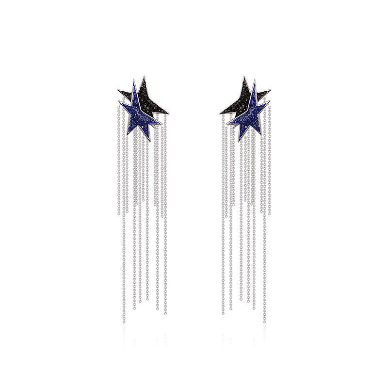 Mermaid Earrings Temperament Long Tassel Stars-Jewearrings