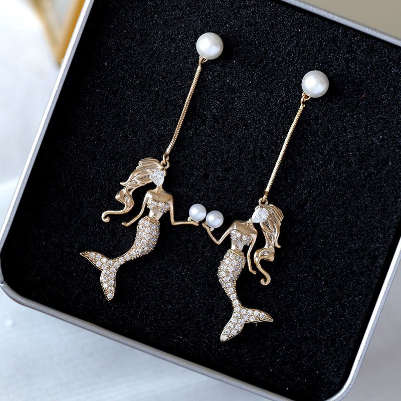 Mermaid Earrings Zircon Earrings-Jewearrings