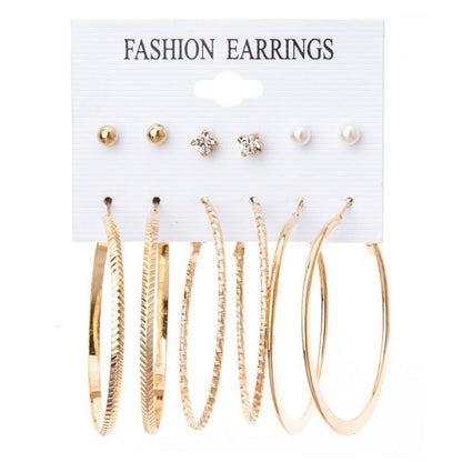 Metal Exaggerated Big Circle Earrings Set-Jewearrings