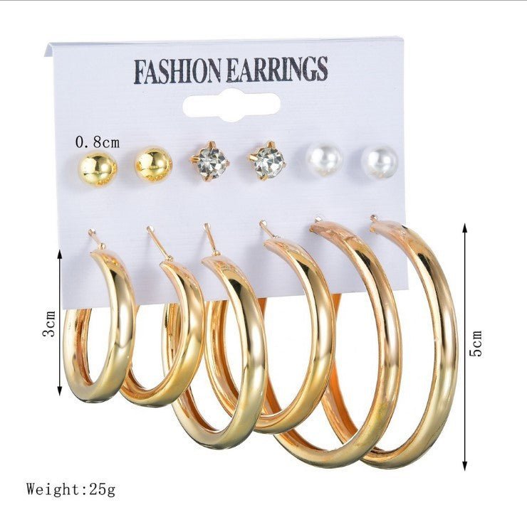 Metal Exaggerated Big Circle Earrings Set-Jewearrings