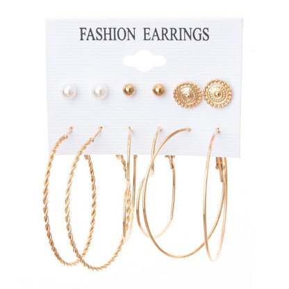 Metal Exaggerated Big Circle Earrings Set-Jewearrings