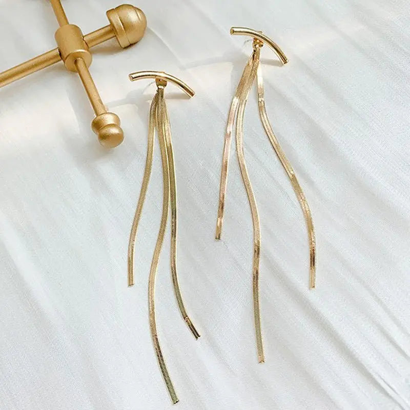 Metal Snake Bone Chain Earrings-Jewearrings