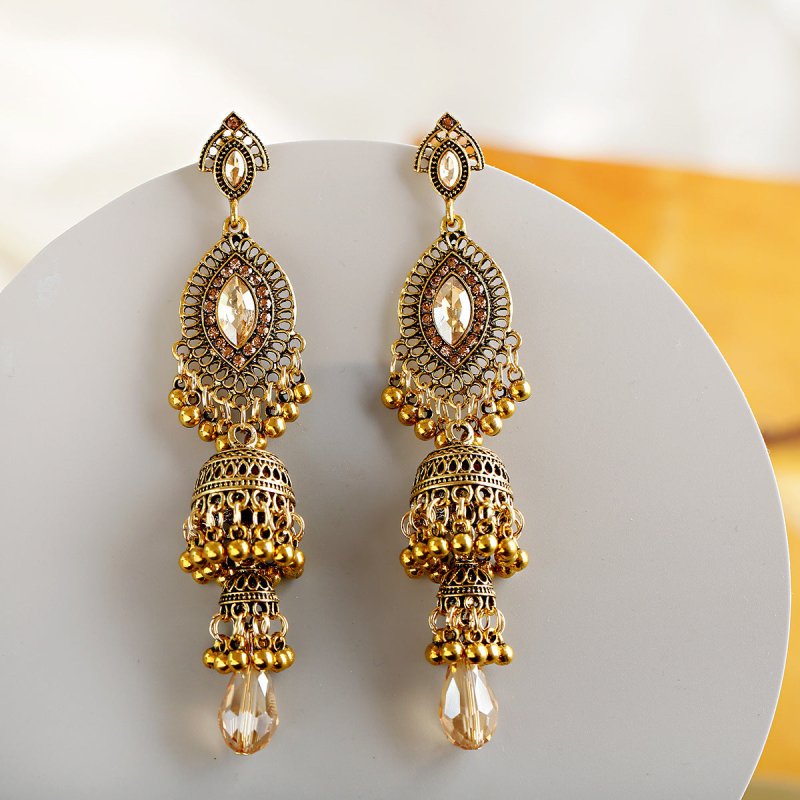 Micro Diamond Studded Tassel Earrings-Jewearrings