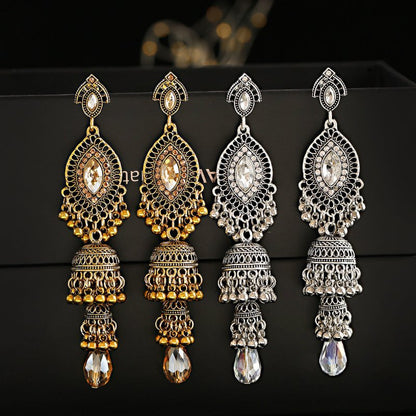 Micro Diamond Studded Tassel Earrings-Jewearrings