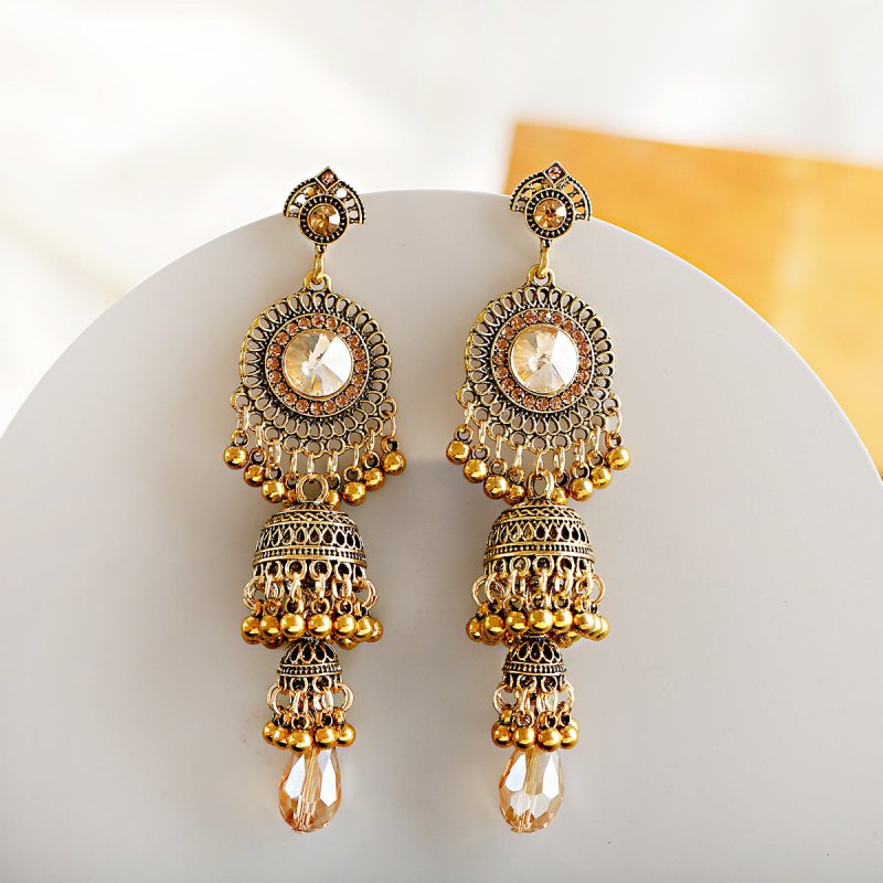 Micro Diamond Studded Tassel Earrings-Jewearrings