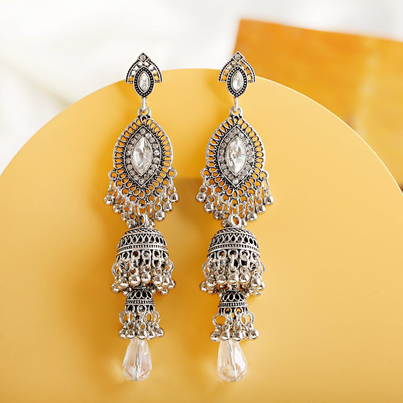 Micro Diamond Studded Tassel Earrings-Jewearrings