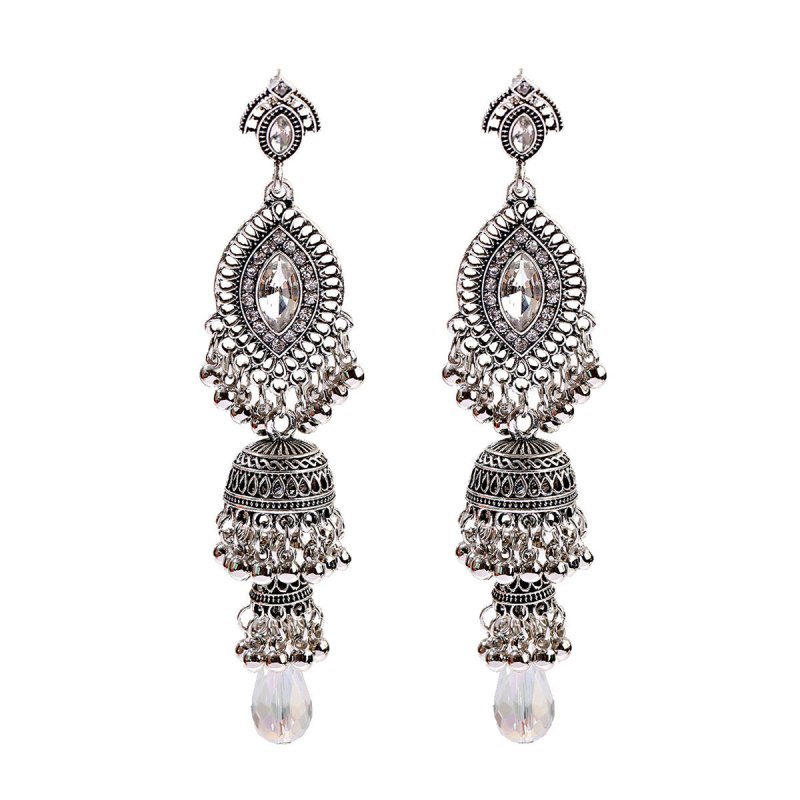 Micro Diamond Studded Tassel Earrings-Jewearrings