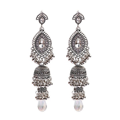 Micro Diamond Studded Tassel Earrings-Jewearrings