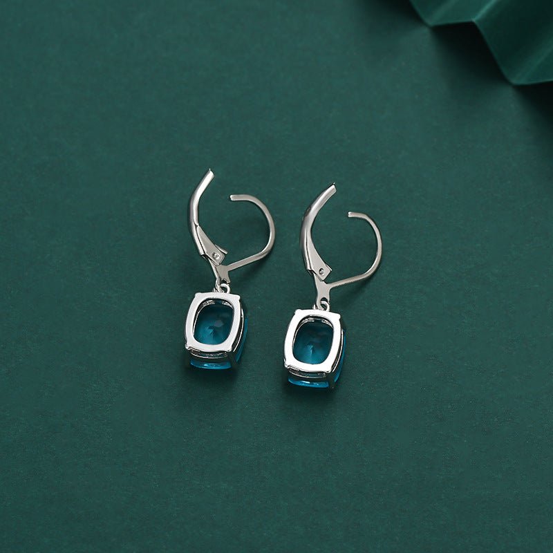 Micro-inlaid Blue Zircon Pendant Earrings For Women-Jewearrings