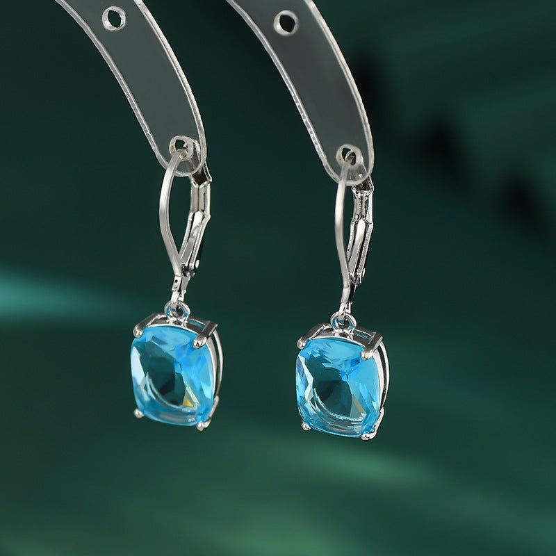 Micro-inlaid Blue Zircon Pendant Earrings For Women-Jewearrings