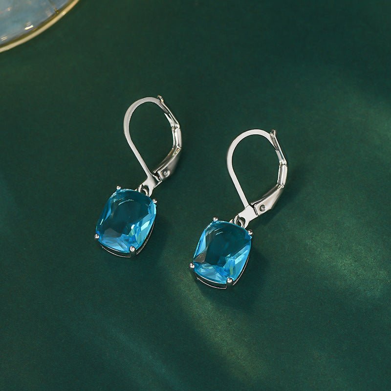 Micro-inlaid Blue Zircon Pendant Earrings For Women-Jewearrings