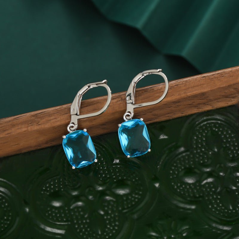 Micro-inlaid Blue Zircon Pendant Earrings For Women-Jewearrings