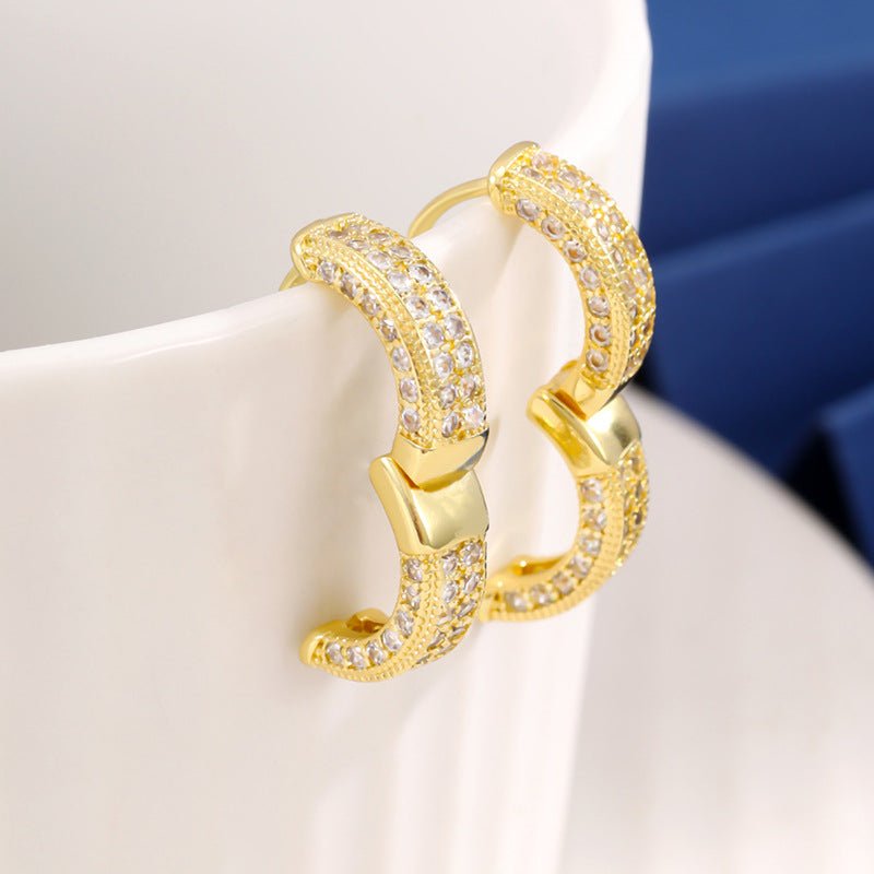 Micro-inlaid Diamond Small Round Earrings For Women-Jewearrings