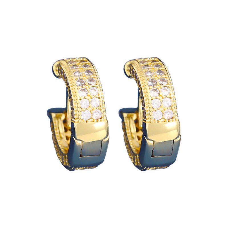 Micro-inlaid Diamond Small Round Earrings For Women-Jewearrings