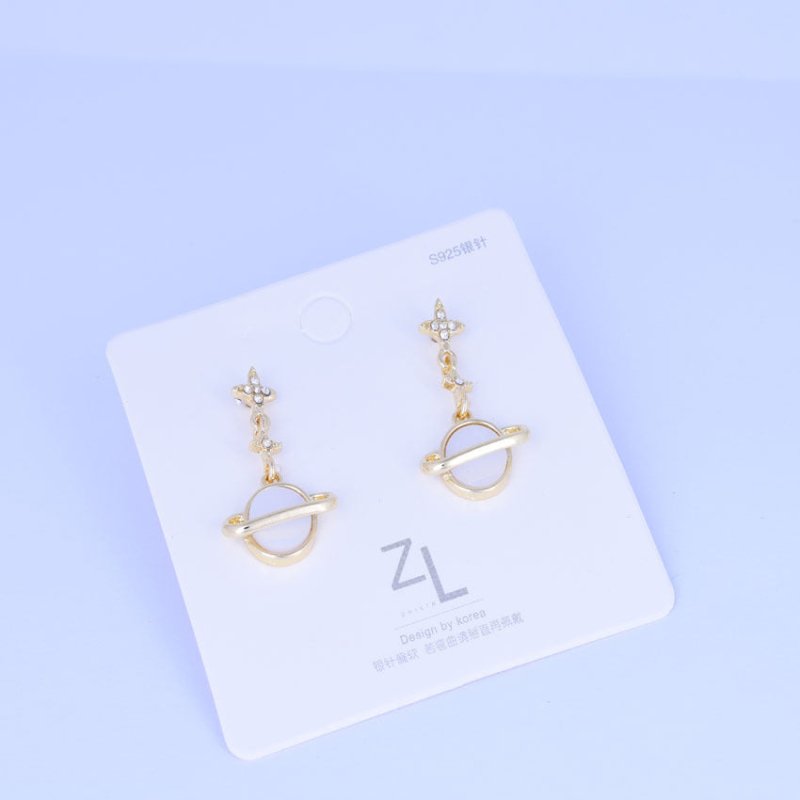 Micro-Inlaid Shell Planet Earrings Female Personality Cold Wind Elegant Earrings Exquisite Net Red Earrings-Jewearrings