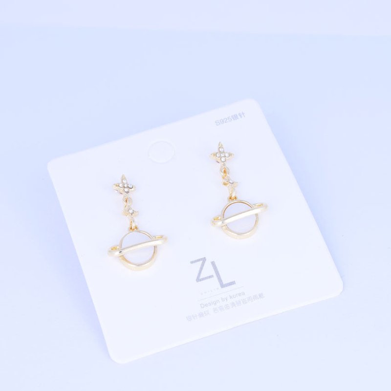 Micro-Inlaid Shell Planet Earrings Female Personality Cold Wind Elegant Earrings Exquisite Net Red Earrings-Jewearrings