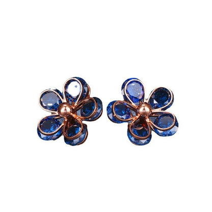 Micro Inlaid Zircon Small Flower Stud Earrings Fashionable And Versatile Earrings-Jewearrings