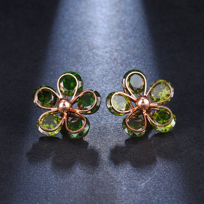 Micro Inlaid Zircon Small Flower Stud Earrings Fashionable And Versatile Earrings-Jewearrings