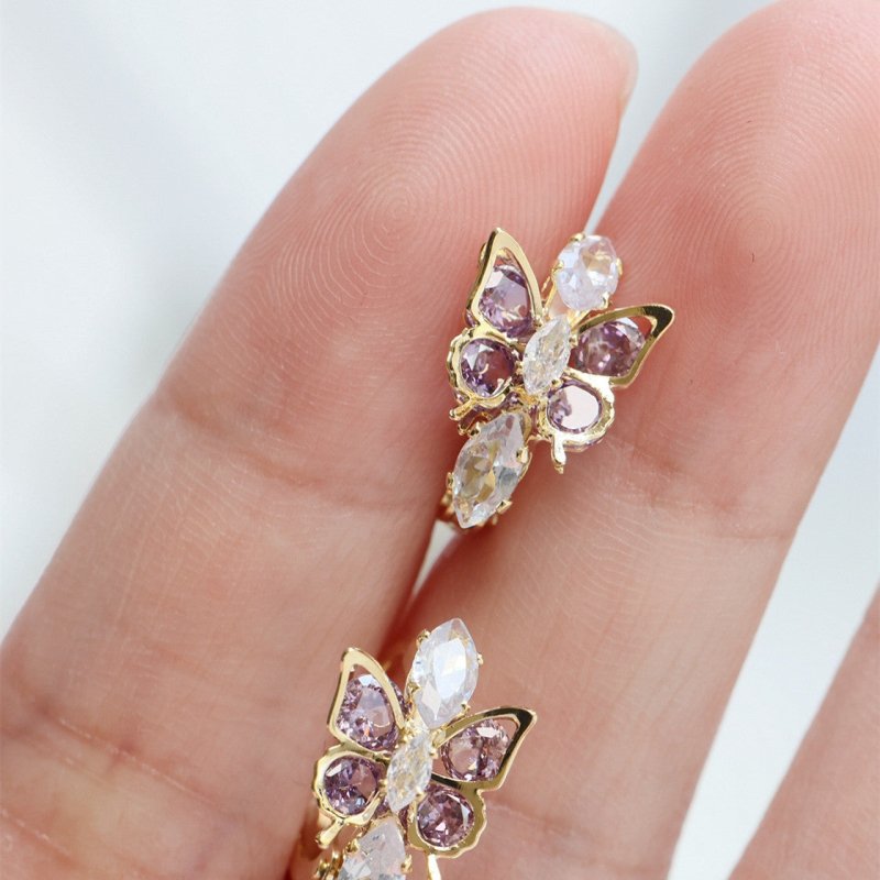 Micro-set Zirconium Diamond Temperament Sparkly Silver Needle Earrings-Jewearrings